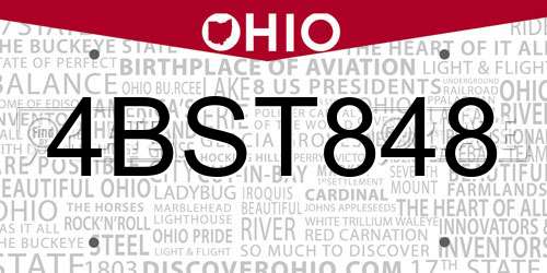 4BST848 Ohio License Plate