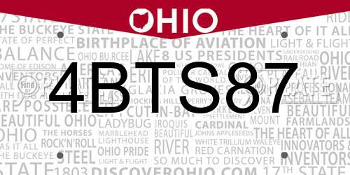 4BTS87 Ohio License Plate