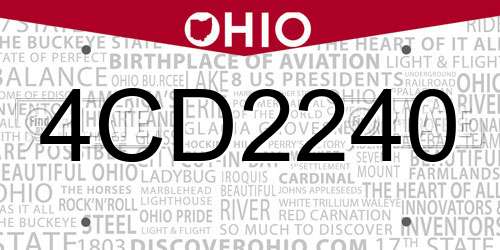 4CD2240 Ohio License Plate