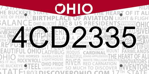 4CD2335 Ohio License Plate