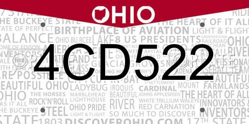 4CD522 Ohio License Plate