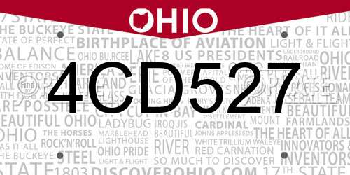 4CD527 Ohio License Plate