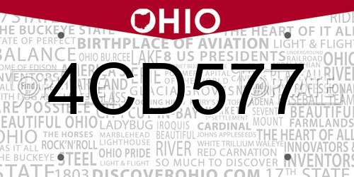 4CD577 Ohio License Plate