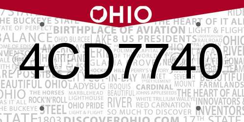 4CD7740 Ohio License Plate