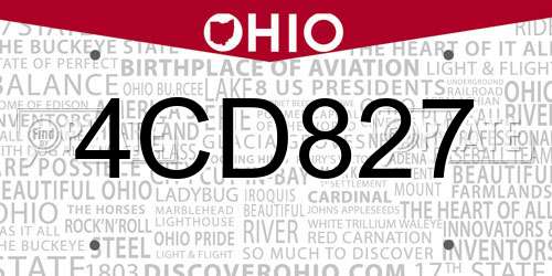 4CD827 Ohio License Plate