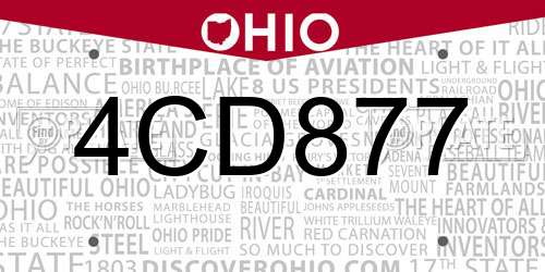 4CD877 Ohio License Plate