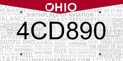 4CD890 Ohio License Plate