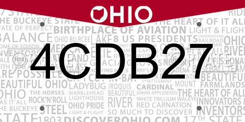 4CDB27 Ohio License Plate