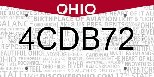 4CDB72 Ohio License Plate