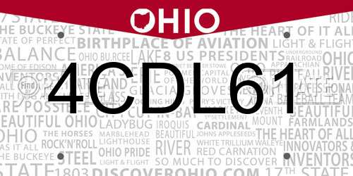 4CDL61 Ohio License Plate