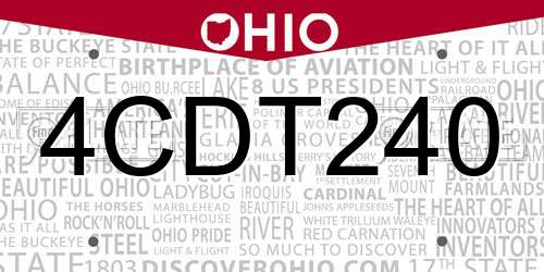 4CDT240 Ohio License Plate