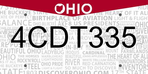 4CDT335 Ohio License Plate