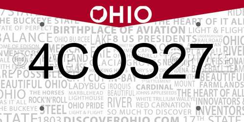 4COS27 Ohio License Plate