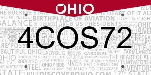 4COS72 Ohio License Plate