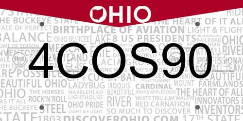 4COS90 Ohio License Plate