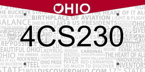 4CS230 Ohio License Plate