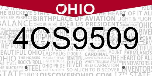 4CS9509 Ohio License Plate