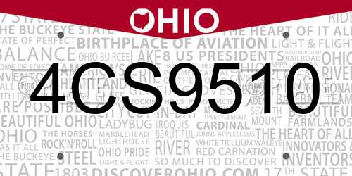 4CS9510 Ohio License Plate