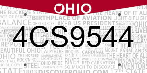 4CS9544 Ohio License Plate