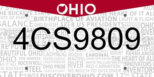 4CS9809 Ohio License Plate