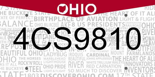 4CS9810 Ohio License Plate