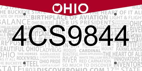 4CS9844 Ohio License Plate