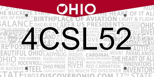 4CSL52 Ohio License Plate