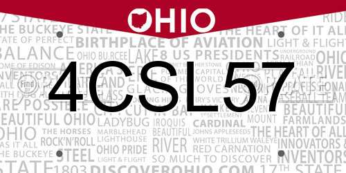 4CSL57 Ohio License Plate