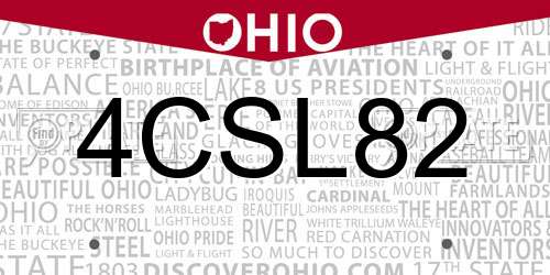 4CSL82 Ohio License Plate