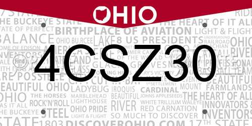 4CSZ30 Ohio License Plate