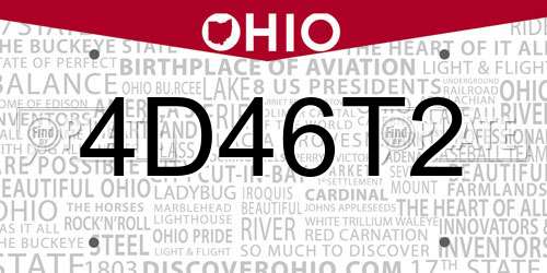 4D46T2 Ohio License Plate
