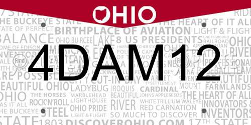 4DAM12 Ohio License Plate