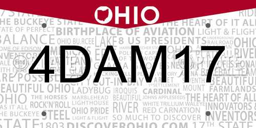 4DAM17 Ohio License Plate