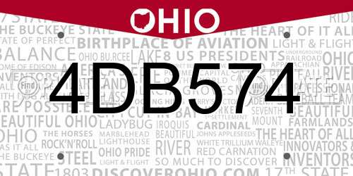 4DB574 Ohio License Plate