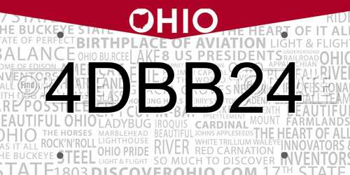 4DBB24 Ohio License Plate