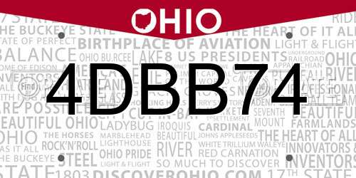 4DBB74 Ohio License Plate