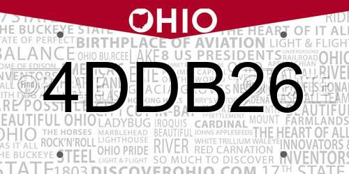 4DDB26 Ohio License Plate