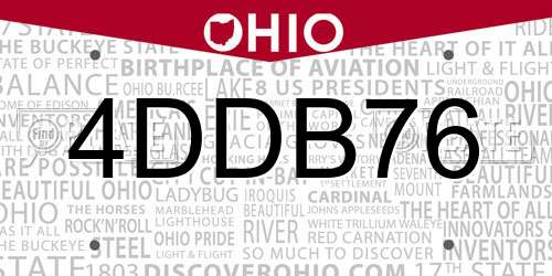 4DDB76 Ohio License Plate