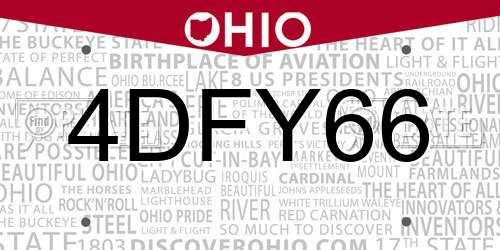 4DFY66 Ohio License Plate