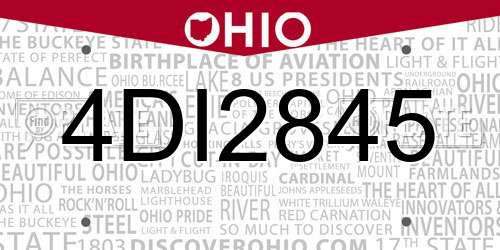 4DI2845 Ohio License Plate
