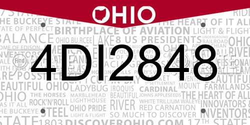 4DI2848 Ohio License Plate