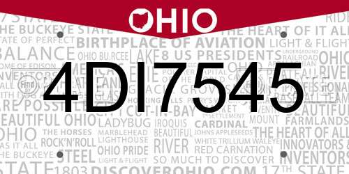 4DI7545 Ohio License Plate