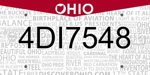 4DI7548 Ohio License Plate