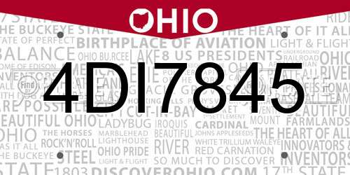 4DI7845 Ohio License Plate