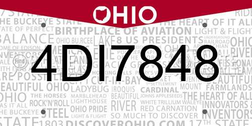 4DI7848 Ohio License Plate