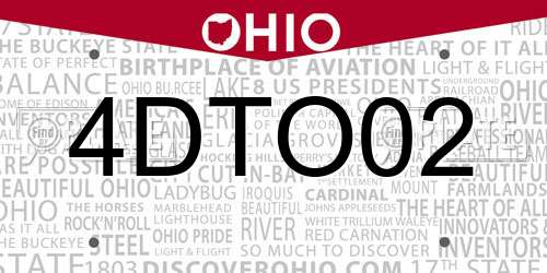 4DTO02 Ohio License Plate