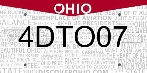 4DTO07 Ohio License Plate