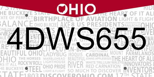 4DWS655 Ohio License Plate