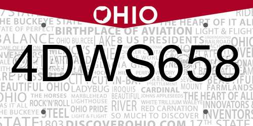 4DWS658 Ohio License Plate