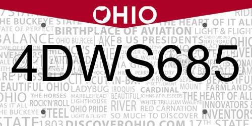 4DWS685 Ohio License Plate